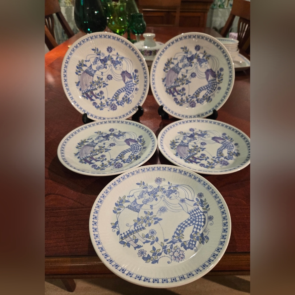 Set Of 5 Figgjo Flint Lotte 8" Lunch Plates
